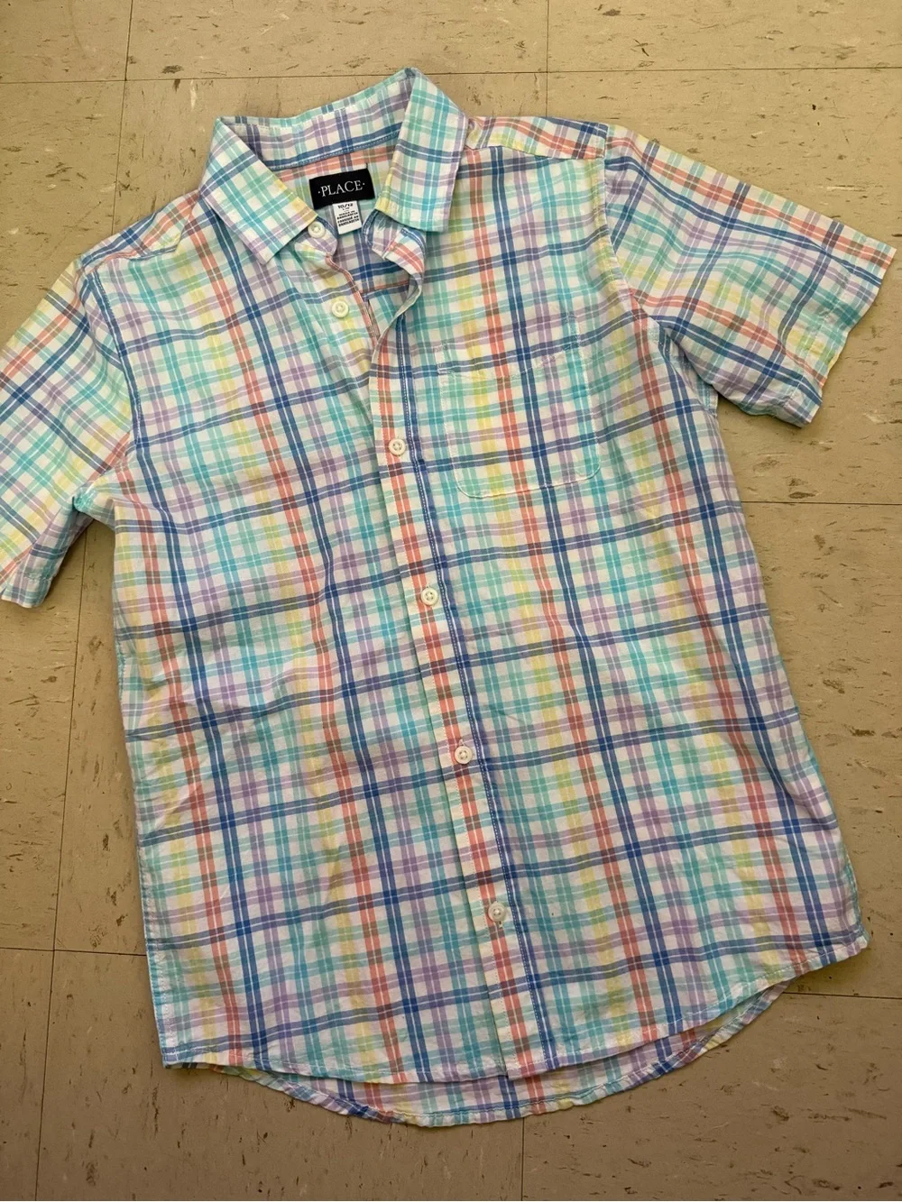 The Children's Place Pastel Plaid Short Sleeve Button-Down Shirt